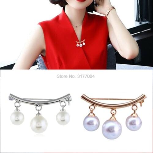 DHL 500pcs Scarf Sweater Pearl Mental Elengent Anti-emptied Brooch Women Clothes Pin Accessories