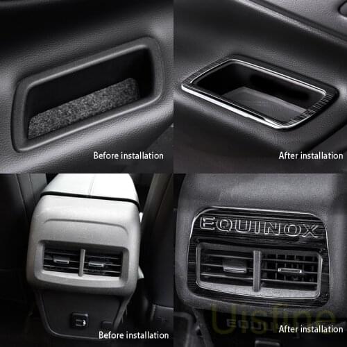 For Chevrolet Equinox 2017 2018 2019 Central control outlet stainless steel lifting panel black titanium wire drawing decoration