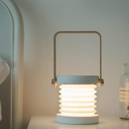 LED Lamp Home Foldable Wooden Handle Portable Lantern Lamp Telescopic Folding Led Table Lamp Charging Night Light Reading Lamp
