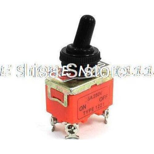 DPST Self Locking ON/OFF 2 Position 4Pins Toggle Switch 250V 15A Amp w Cover 1221