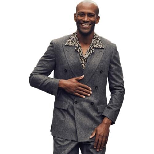 Double Breasted Custom Mens Suit Jacket Streetwear Stright Fashion Thick Design Cocktail Party Wedding Groom Best Male Coat