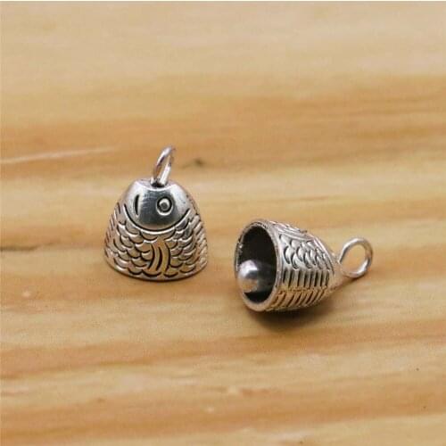 10PCS Alloy Small Bell Pendant Hardware Fittings Accessory Silver-plate DIY Beads Hand Made For Necklace Earring Jewelry Mak