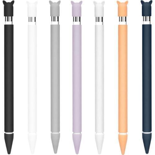 Cute Cat Ear Anti-scroll Silicone Protective Pouch Cap Holder Nib Cover Protective case Skin For Apple Pencil for iPad Pencil