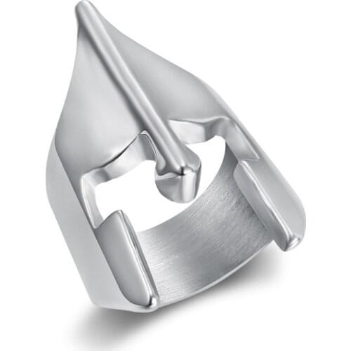 Mens Rings Stainless Steel Spartan Helmet Ring Hip Hop Rock Punk Party Men Jewelry Black Gold Color
