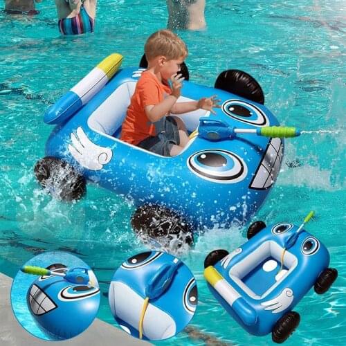 Inflatable Swimming Ring with Spray Gun Pool Toys Kids Swimming Chair Summer Fun Pool Accessories for Children