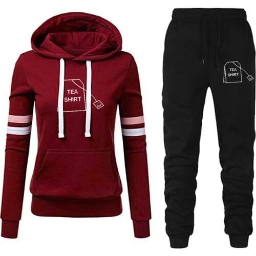 New Casual Tracksuit For Women Two Piece Set Tea Letter Printed Hoodies Sportswear 2 Pieces Running Sports Suit For Woman