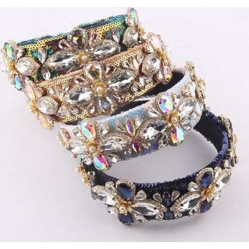 New Style Baroque Headband Fashion Gemstone Headband Ladies Prom Hair Accessories Shiny Headwear Bedazzler