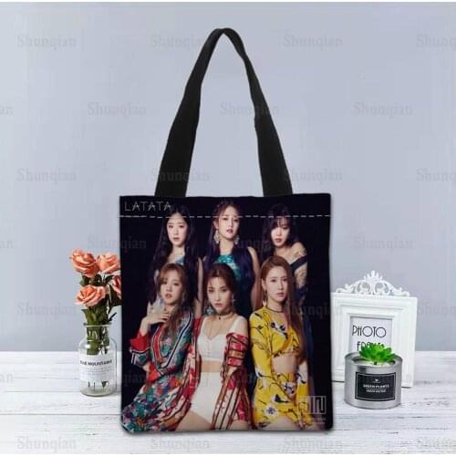 Custom G-IDLE KPOP Tote Bag Canvas Fabric Handbag Two Sides Printed Shopping Bag Traveling Casual Useful Shoulder Bag 0512