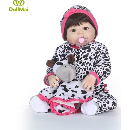 23" Full Silicone Reborn Girl Baby Doll Lifelike modeling baby collectible dolls play house toys bonecas pink npk princess baby