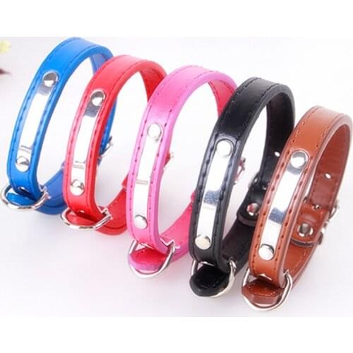 PU Dogs Collar leather adjustable Cat Collars Pet Neck Strap for small dogs puppy pet supplies shinning metal S M XL