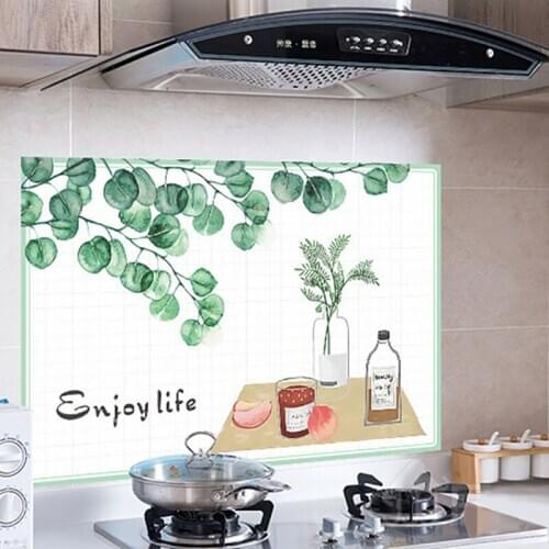 Self-adhesive Kitchen Oil-proof Stickers High Temperature Resistant Tile Stickers Waterproof Decoration Wallpaper