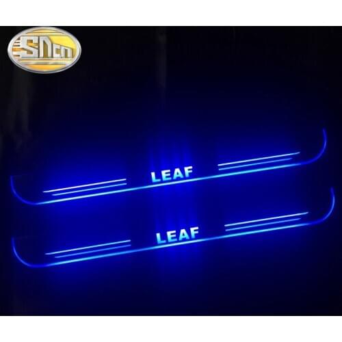 SNCN Waterproof Acrylic Moving LED Welcome Pedal Car Scuff Plate Pedal Door Sill Pathway Light For Nissan LEAF 2018 - 2020