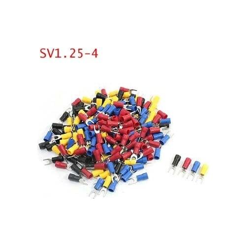 SV1.25-4 Sleeve Pre Insulated Furcate Terminals Red/Yellow/Blue/Black/Green 100pcs for AWG 22-16 Wire