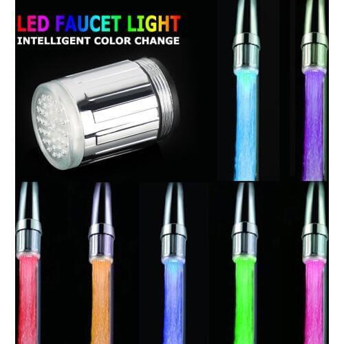 Kitchen Bathroom Accessories 3 Colors RGB Glow Shower LED Faucet Temperature Controlled LED Light Water Shower Head Water Tap