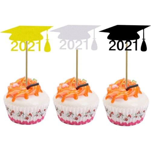 Graduation Cupcake Toppers 2021 Graduation Season Cake Toppers Party Arrangement Insertion Flag Simulation Cake accessories Tool
