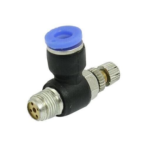 6mm Tube Quick Connector 1/8" PT Thread Speed Control Air Valve Throttle 2 Pcs