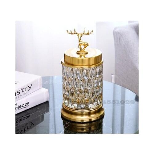 European-style Transparent Crystal Glass Jar Candy Storage Jar Creative Non-slip Deer Lid Living Room Decoration Ornaments