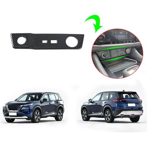 Cigarette Lighter Panel Cover Trim(Carbon Fiber Grain) Accessories Interior For Nissan X-Trail/Rogue 2014 2016 2018 2022
