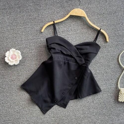 2021 Summer Irregular Oblique Slit New Camisole Women Tank Top Outer Short Tube Vest Bottoming Bralette Woman Chest Binder Sexy