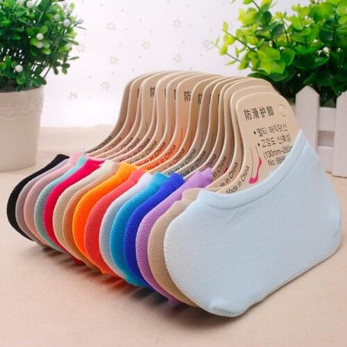 Women Stealth Boat Socks Color Solid Silica Gel Summer Autumn Fashion Non Slip Sugar Magical Velvet Short Casual