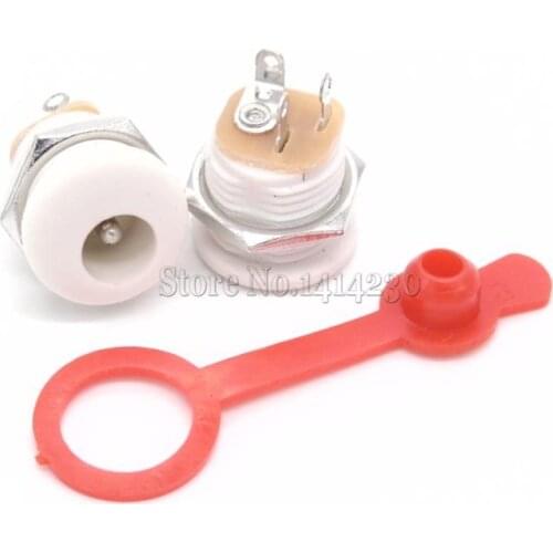 10Pcs/lot DC022 5.5*2.1 / 5.5 x 2.1mm DC Power Socket/ DC Connector Panel Mounting DC-022 With Red Waterproof cap