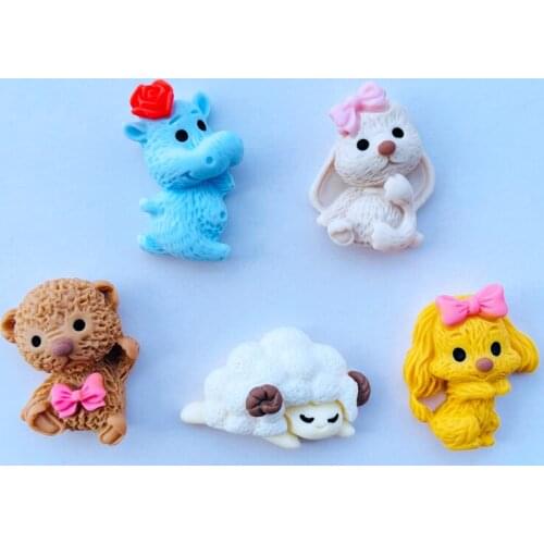 10Pcs Cute Mixed Mini Cartoon Animal Flat Back Resin Cabochons Scrapbooking DIY Jewelry Craft Decoration Accessories B33