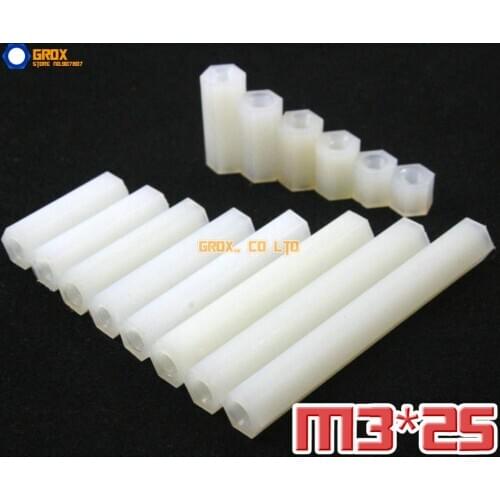 100 Pieces Nylon M3 x 25mm Female PCB Motherboard Standoff Spacer
