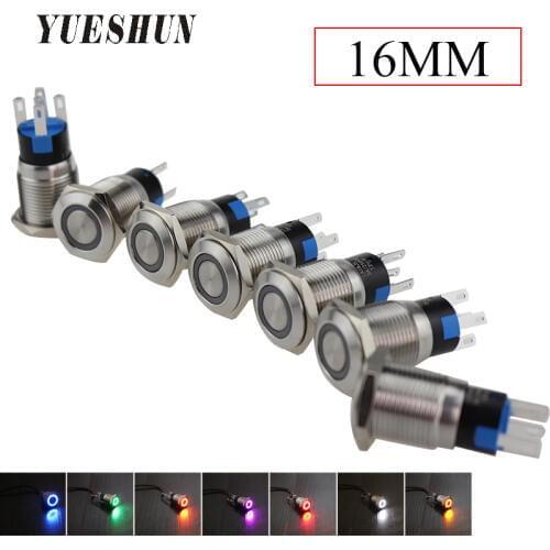 16mm high quality Light Power Switch Momentary Latching Waterproof Car Engine Stainless Steel LED Momentary Button Switch