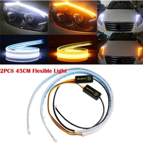 2Pcs 45cm Flexible Flowing Low Consumption High Bright Durable LED Car Headlight Turn Signal Brake Daytime Running Lights#290900