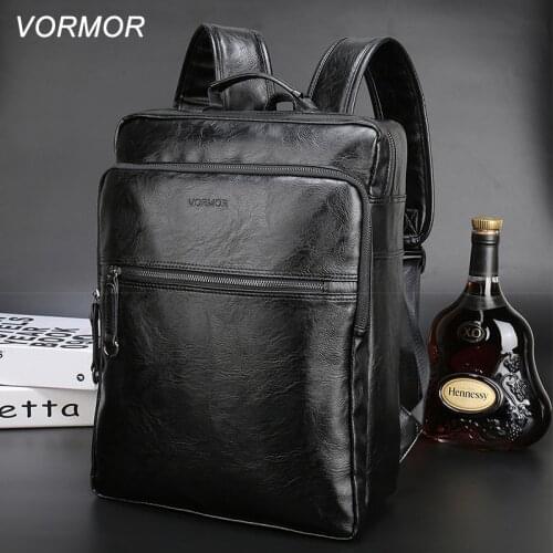 20 VORMOR Brand waterproof 15.6 inch laptop backpack men PU leather backpacks for teenager Men Casual Daypacks mochila male