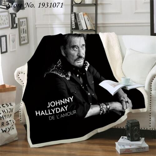 Johnny Hallyday 3D Blanket for Beds Hiking Picnic Thick Quilt Fashionable Bedspread Fleece Throw Blanket Adults Kids 01