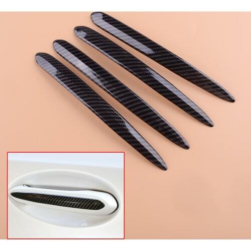 4Pcs ABS Car Door Handle Decor Cover Stickers Fit for BMW 5 series G30 G38 X3 G01 X4 G02 X5 G05 2019 Carbon Fiber Style