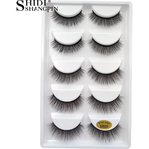 SHIDISHANGPIN 50 pairs natural long false eyelashes fluffy 3d mink lashes make up 100% cruelty free fake eyelash faux cils G805