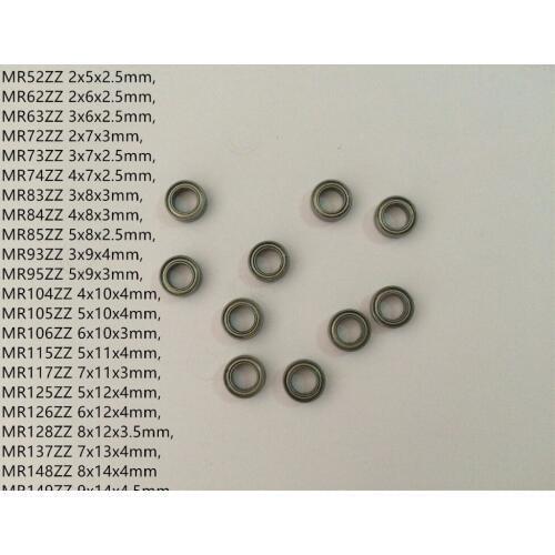 50pcs MR Series MR52ZZ To MR149ZZ Miniature Model Bearing Metal Shielded Ball Bearings