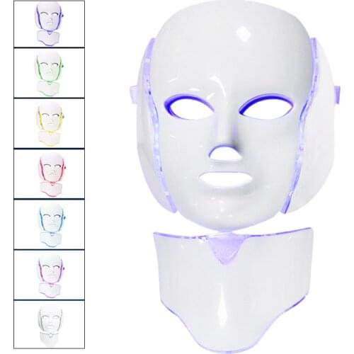 7 Colors LED Photon Face Neck Skin Therapy Anti-Aging Device EU Plug