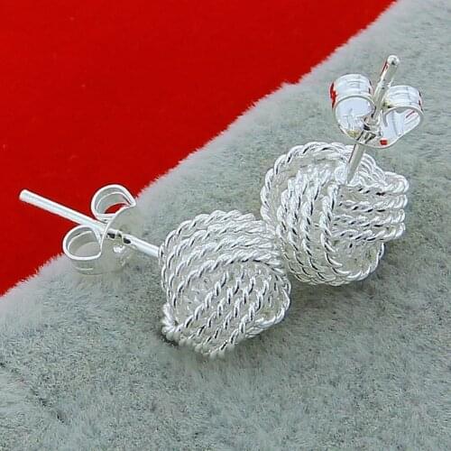 925 Sterling Silver Mesh Ball Earrings For Women Lady Gift Fashion Charm High Quality Wedding Jewelry Gifts