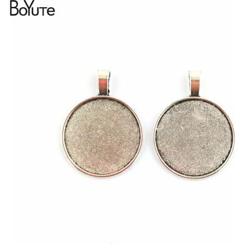 BoYuTe (40 Pieces/Lot) 25MM Cabochon Base Vintage Accessories Parts Alloy Antique Bronze Silver Pendant Jewelry Tray Material