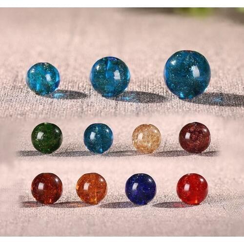 8mm 10mm 12mm Round Glaze Beads, Gold Sand Universe Starry Earth Shape Lampwork Glass Beads DIY Bracelet Necklace Pendant Charms