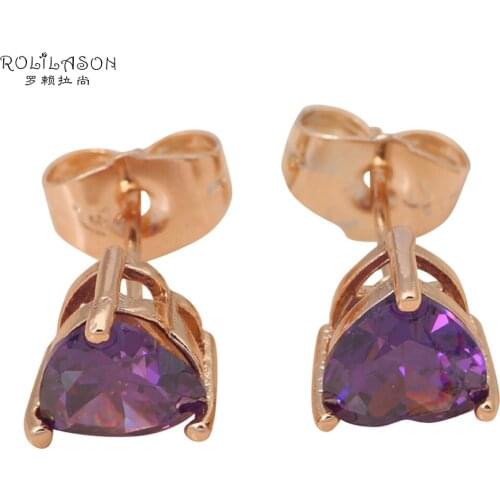 Zircon Wholesale & retail gold tone Purple Crystal Stud Earrings Health Nickel & Lead free Fashion jewelry JE820