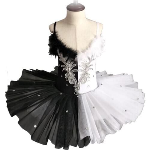 New Kids Swan Lake Dance Ballet Skirt Balck White Child Professional Tutu Ballerina Dress Teen Feather Sequin Dress Girl