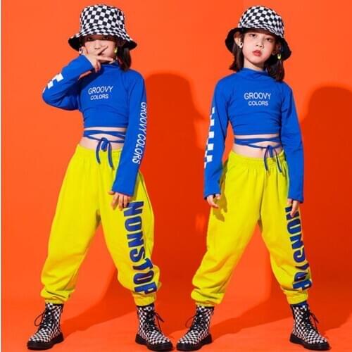 Kids Hip Hop Clothing Carnival Dance Costume Girls Cropped Sweatshirt Shirt Top Jogger Pants Jazz Ballroom Dancing Streetwear