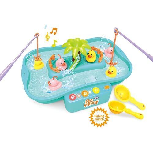 Kids Fishing Toys with Music Water Playing Toys Fish Duck Rod Set Pretend Play Indoor Fun Game For Children Toys Birthday Gifts