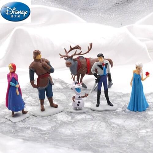 6pcs/set Original Disney Frozen Decoration Decoration Children Doll Anime Figure Action Figure Toys for Children
