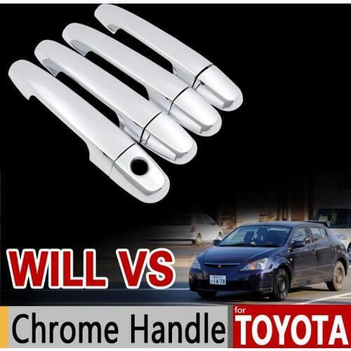 For TOYOTA WiLL VS Chrome Door Handle Cover Trim Set 2001 2002 2003 2004 Never Rust Car Accessories Stickers Car Styling