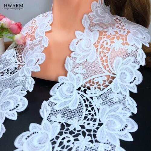HWARM 5yard 11.1cm New african lace fabric white arts craft sewing fabric water soluble hollow out milk silk curtain decoration