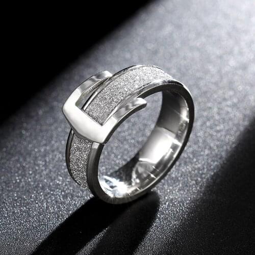 MOREDEAR 6mm Stainless Steel Scrub Ring Wedding Engagement Buckle Rings for Women