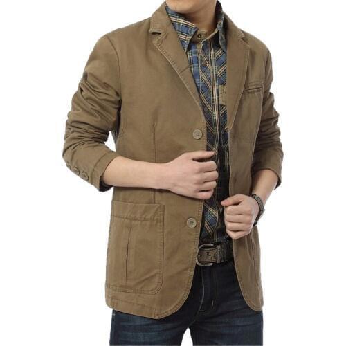 Autumn Spring Men Jacket Fashion Suits Blazer Denim Business Casual OUTWEAR Coat Brand Man Clothing Plus Size M-4XL