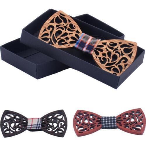 Natural Floral Wooden Hollow-Out Bow Tie Handmade Vintage Wooden Bowtie For Men Butterflies Wedding Suit Shirt Bowknots