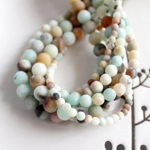 Wholesale 14.5"/38cm natural matt dull polished frosted amazonite 4mm-10mm loose beads jewelry making DIY for women