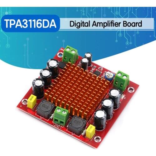 Digital Amplifier Board TPA3116DA TPA3116 150W D2 Mono Channel Digital Power Audio Amplifier Board XH-M544 DC 12V 24V